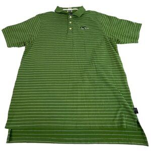 Adidas Climalite Men's Golf Polo Shirt Oaks Course L Green White Striped Cotton